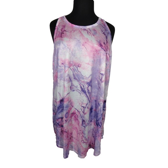Shein Pink Purple Silky Tie Dye Short Nightgown Fits Plus Size 2X - Picture 4 of 7